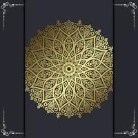 Fondo adornado de mandala de oro de lujo para invitación de boda, portada de libro vector