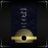 Fondo adornado de mandala de oro de lujo para invitación de boda, portada de libro vector