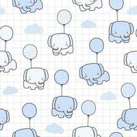 seamless pattern with cute elephant and balloon cartoon doodle vector illustration