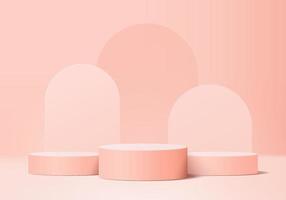 3d background products display podium scene with geometric platform. background vector 3d rendering with podium. stand to show cosmetic products. Stage showcase on pedestal display pink studio