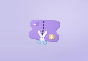 online shopping tag price 3d render vector, discount coupon of cash for future use. sales with an excellent offer 3d for shopping online, Special offer promotion on price tags on purple background vector