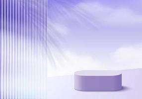 3d background products display podium scene with violet platform. background vector 3d rendering with podium. stand to show cosmetic products. Stage showcase on pedestal display purple studio