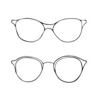 Black doodle glasses icon. Eyeglasses and sunglasses illustration vector