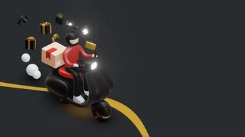 Repartidor de viernes negro en scooter