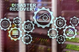 Big Data Disaster Recovery concept. Backup plan. Data loss prevention on a virtual screen photo