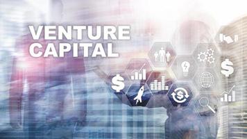 Venture Capital on Virtual Screen. Business, Technology, Internet and network concept. Abstract background photo