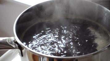 Boiling Reduction of first Beer Running in Slow motion video