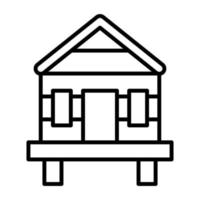 Beach House Line Icon vector