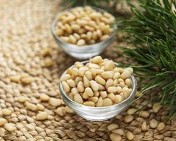 Pine nuts on a table photo