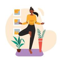 mujer haciendo yoga vector