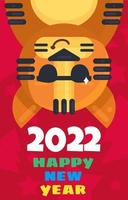 Vector de tarjeta de felicitación de feliz año nuevo tigre 2022