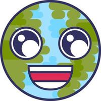planeta riendo emoji con vector de emoción positiva
