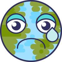 Planet globe emoji cry sadness expression vector