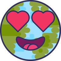 Planet with heart in eyes expression emoji vector