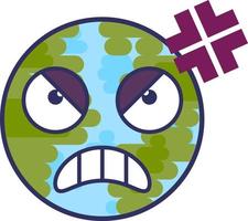Planet angry reaction expression emoji vector