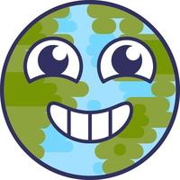 planeta emoji risa con dientes y ojos lindos vector