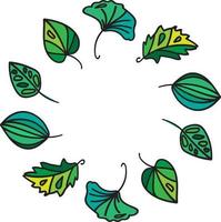 Tree green leaf lined in round decoration vector
