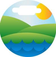 River water and hill valley countryside vector