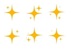 Yellow Sparkling stars flare Icon Isolated on White. Vector Illustration