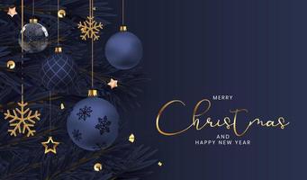 Christmas Holiday Party Background. Happy New Year and Merry Christmas Poster Template. Vector Illustration