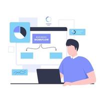 Workflow and business management illustration landing page concept vector