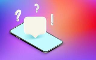 Ask question with mobile phone concept. Vector banner with copy space