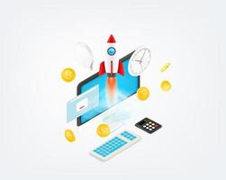 Business startup concept. 3d style vector illustration