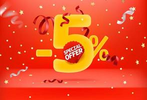 Five percent sale off special offer vector promo banner