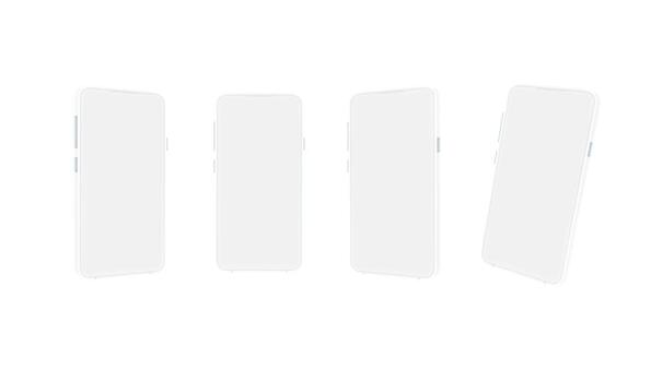 Modern smartphone in perspective. Vector UI UX mockup with blank screen isolated on white background