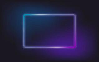 Neon glowing frame on dark background. Template for design vector