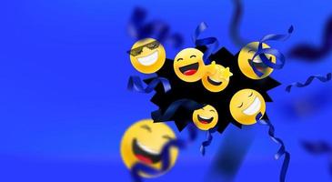 Explosion of social media emoticons. vector banner with copy space