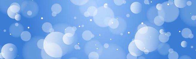 Abstract blue panoramic bokeh background with defocused circles and glitter. Decoration element for Christmas and New Year holidays, greeting cards, web banners, posters - Vector