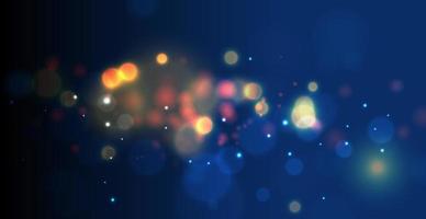 Abstract blue bokeh background with defocused circles and glitter. Decoration element for Christmas and New Year holidays, greeting cards, web banners, posters - Vector