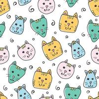 Cute cats colorful seamless pattern background vector