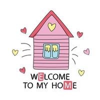Cartoon style design element welcome to my home. Vector illustration
