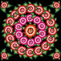 patrón de bordado floral mexicano, mandala colorido étnico flores nativas diseño de moda popular. Bordado de estilo textil tradicional de México, vector aislado sobre fondo negro