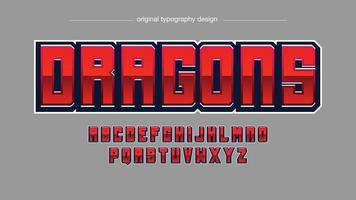 Red Glossy Metallic 3D Futuristic Sports Gaming Typography vector