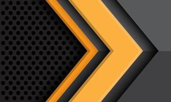 Abstract grey yellow arrow direction geometric with black circle mesh design modern futuristic technology background vector