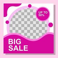 pink color feed template design for social media. vector