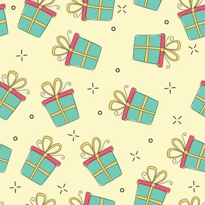 Gift boxes seamless pattern hand drawn vector illustration in cute doodle style