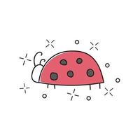 Vector hand drawn illustration of ladybug isolated on white background