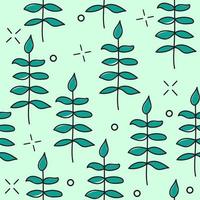 Hand drawn vector seamless pattern with floral elements. pattern - leaves, twigs