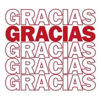 Gracias. Thank you in Spanish. vector. Motivating modern print and poster - red vector