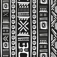 black and white tribal doodle vector seamless pattern. aztec abstract art print