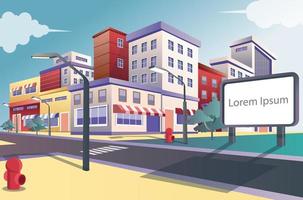 City street view and buildings vector
