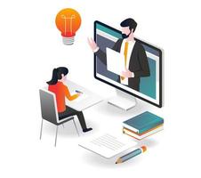 Learn online with tutorials in isometric design vector