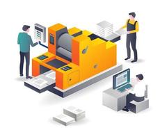 Printing machine operator and graphic design vector