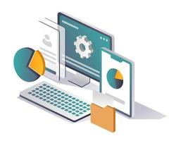 Responsive app tester in isometric illustration vector