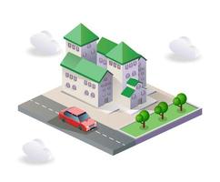 Castle-shaped building in isometric vector