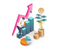 Successful Leaders invest money in isometric illustration vector